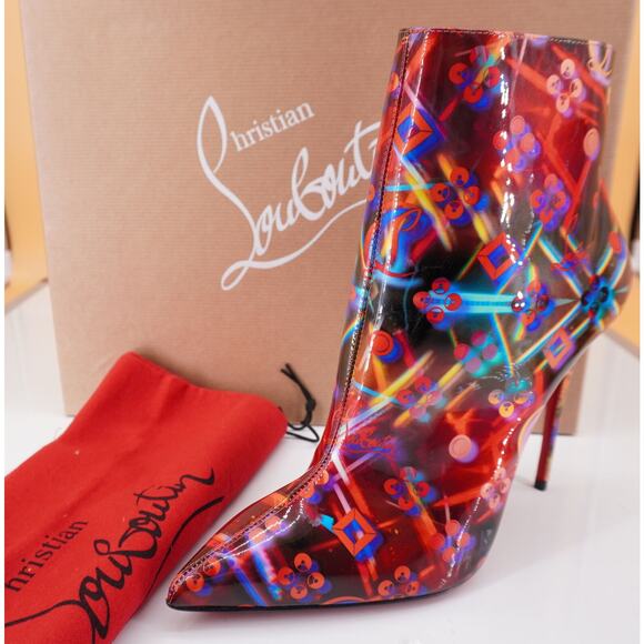 Christian Louboutin So Kate Disco Patent Ankle Boots Size 38 NIB $995 red - Picture 1 of 12
